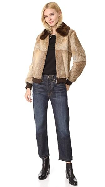 Shop Apc Brigit Fur Jacket In Beige