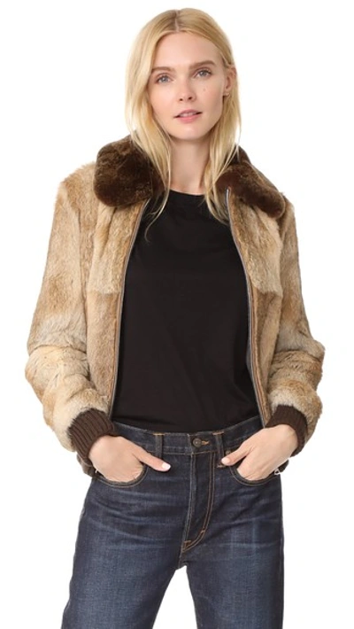 Shop Apc Brigit Fur Jacket In Beige