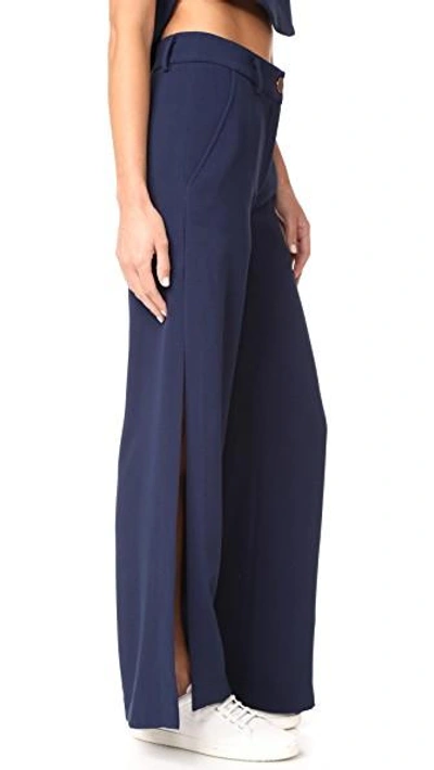 Shop Laveer Wide Leg Slit Pants In Midnight