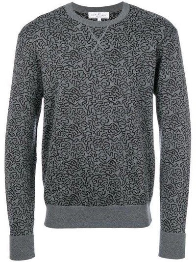 Shop Ferragamo Salvatore  Graphic Knit Jumper - Grey