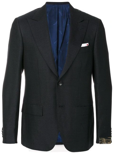 Shop Kiton Classic Fitted Blazer In Blue