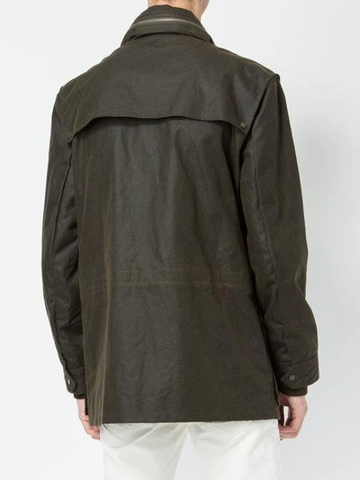 Shop Saint Laurent Stowaway Hood Parka Coat In 1305 Militaire