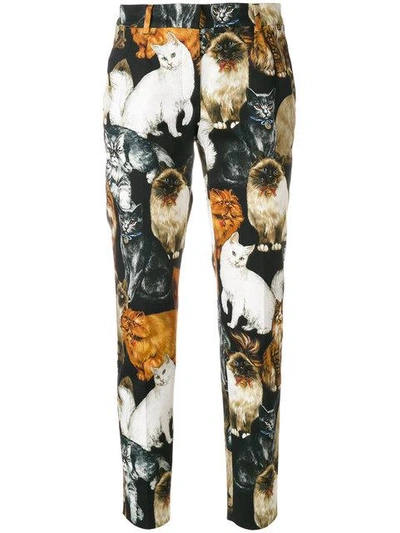 Shop Dolce & Gabbana Cat Print Cropped Trousers