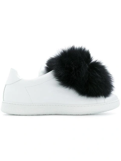 Shop Joshua Sanders Pom Pom Sneakers  In White-black