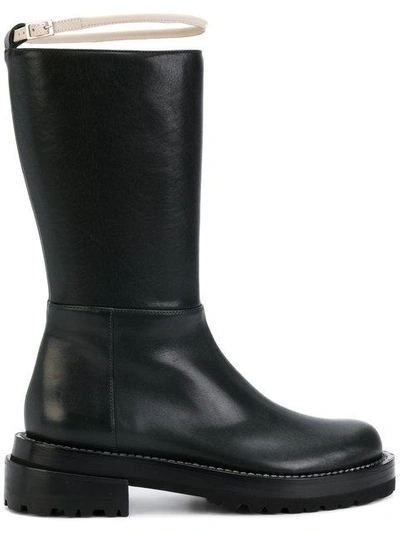 Shop Marni Contrast Buckle Boots - Black