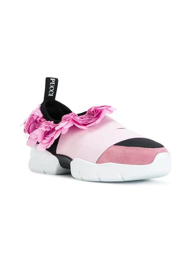 Shop Emilio Pucci Sequinned Frill Trim Sneakers In Pink