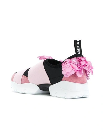 Shop Emilio Pucci Sequinned Frill Trim Sneakers In Pink