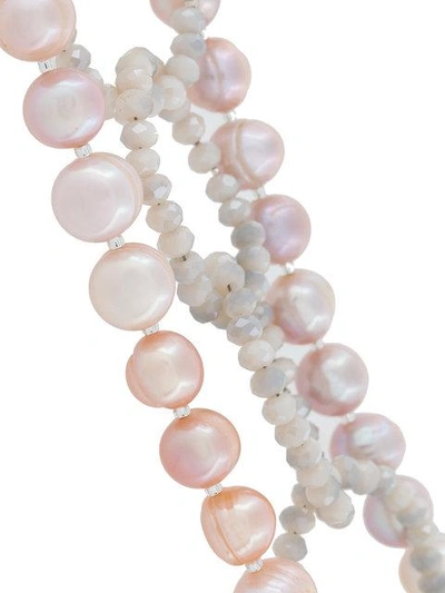 Shop Night Market Pearl And Bead Layered Necklace In Pink