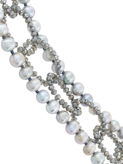 Shop Night Market Faux Pearl And Bead Layered Necklace In Grey