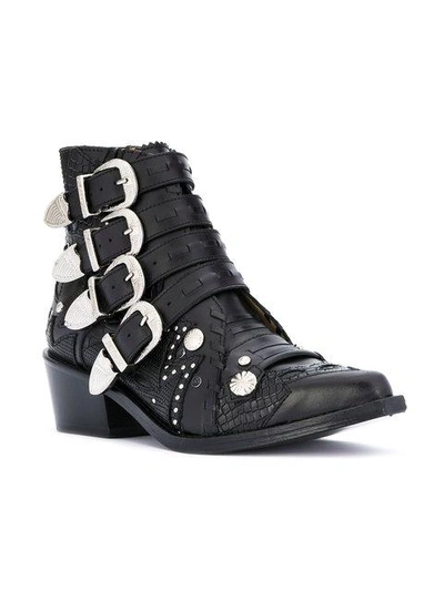 Shop Toga Studded Buckle Boots In Black