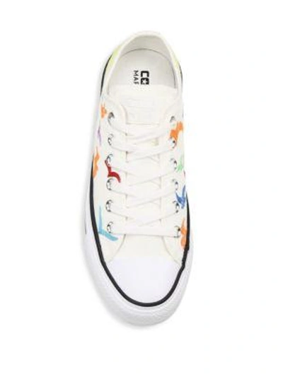 Shop Converse Ctas Ox Embroidered Canvas Sneakers In White-black