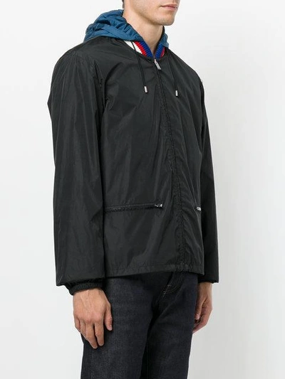 Shop Gucci Hooded Drawstring Jacket In Black