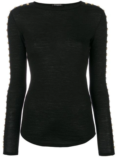 Shop Balmain Studded Sweater - Black