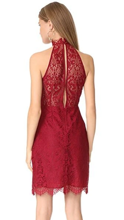 Shop Bb Dakota Cherie High Neck Lace Dress In Pomegranate