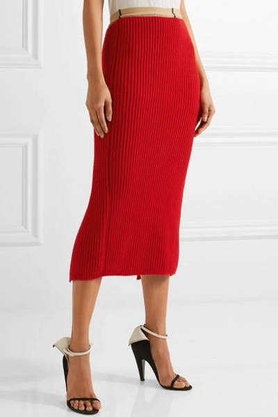 Shop Calvin Klein 205w39nyc Ribbed Wool And Cashmere-blend Midi Skirt