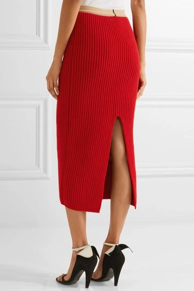 Shop Calvin Klein 205w39nyc Ribbed Wool And Cashmere-blend Midi Skirt