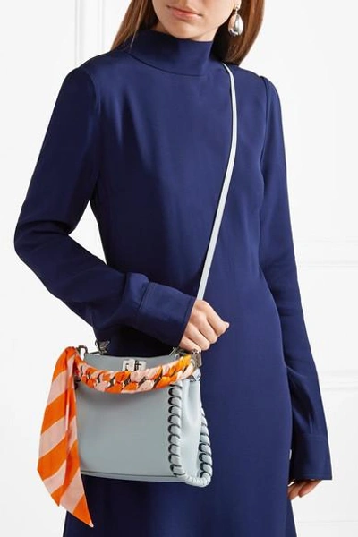 Shop Fendi Striped Silk-twill And Leather Bag Strap