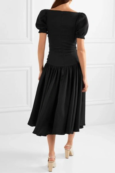 Shop Maggie Marilyn Rule Breaker Off-the-shoulder Ruched Crepe Midi Dress In Black