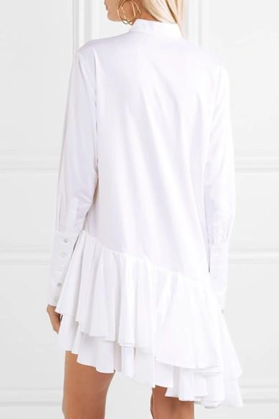 Shop Maggie Marilyn Super Human Pleated Asymmetric Cotton-poplin Shirt Dress In White