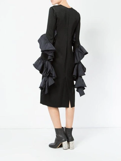 Ellery Woman Molotov Ruffled Satin-crepe Midi Dress Black In Black