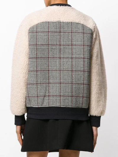 Shop Carven Checked Bomber Jacket - Grey