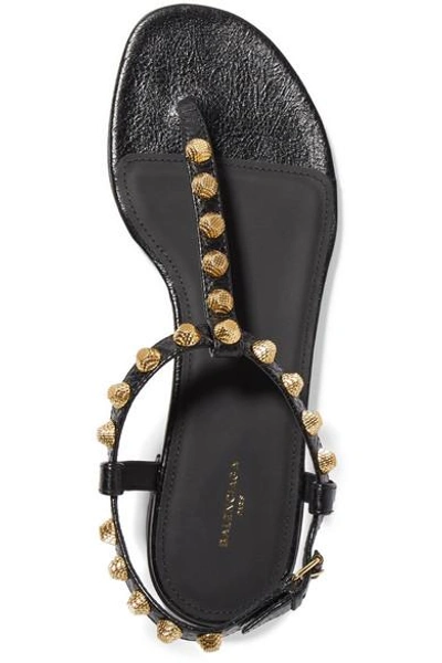 Shop Balenciaga Giant Studded Textured-leather Sandals