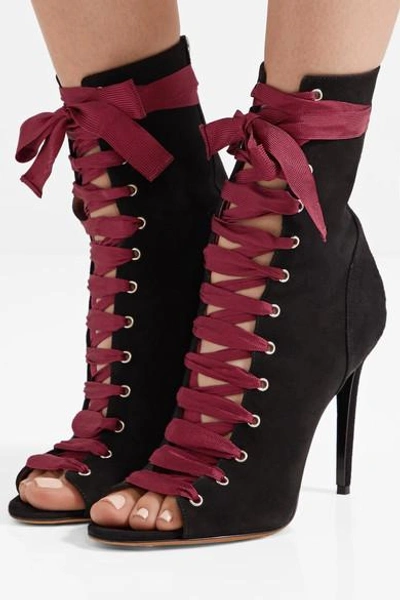Shop Tabitha Simmons Klara Lace-up Suede Ankle Boots