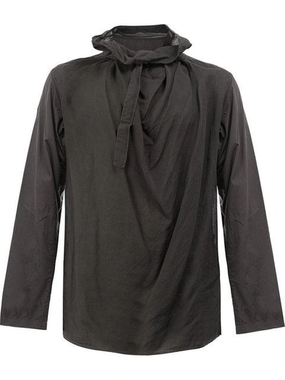Shop Yohji Yamamoto Draped Neck Shirt In Black