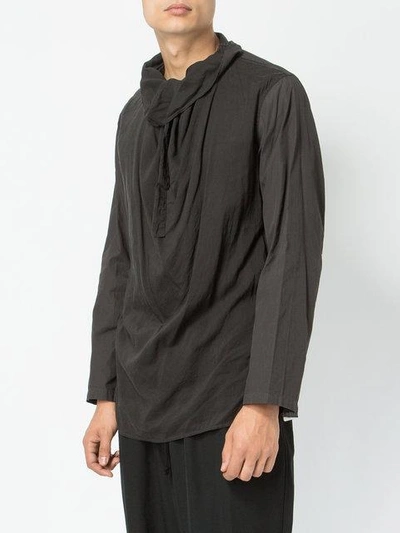 Shop Yohji Yamamoto Draped Neck Shirt In Black