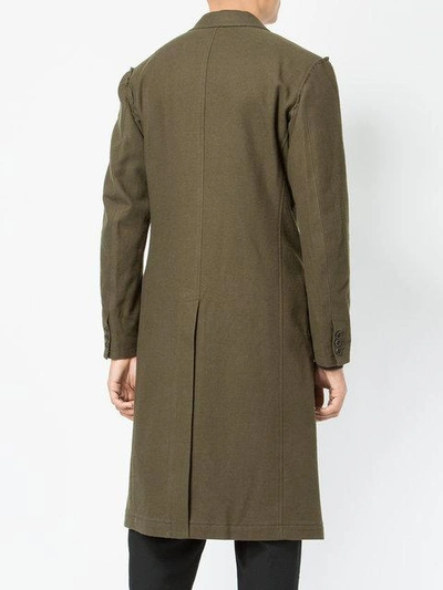 Shop Yohji Yamamoto Single Breasted Coat In Green