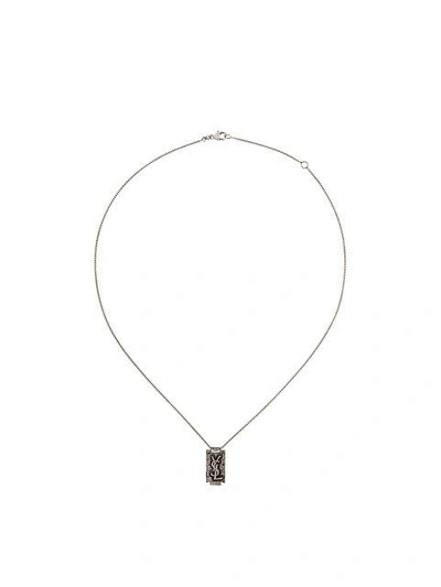 Shop Saint Laurent Monogram Charm Necklace In Metallic