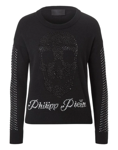 Shop Philipp Plein Pullover Round Neck Ls "alstar Skull" In Black