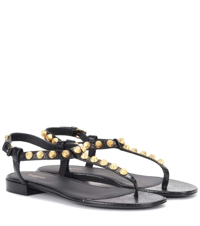 Shop Balenciaga Giant Stud Leather Sandals In Black