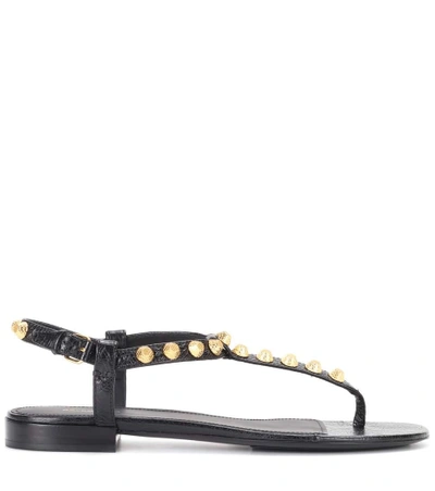 Shop Balenciaga Giant Stud Leather Sandals In Black