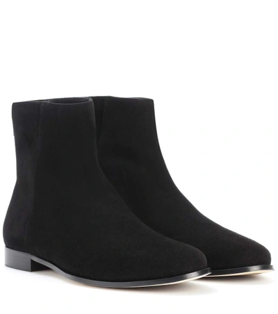 Shop Jimmy Choo Duke Flat Suede Ankle Boots In Black