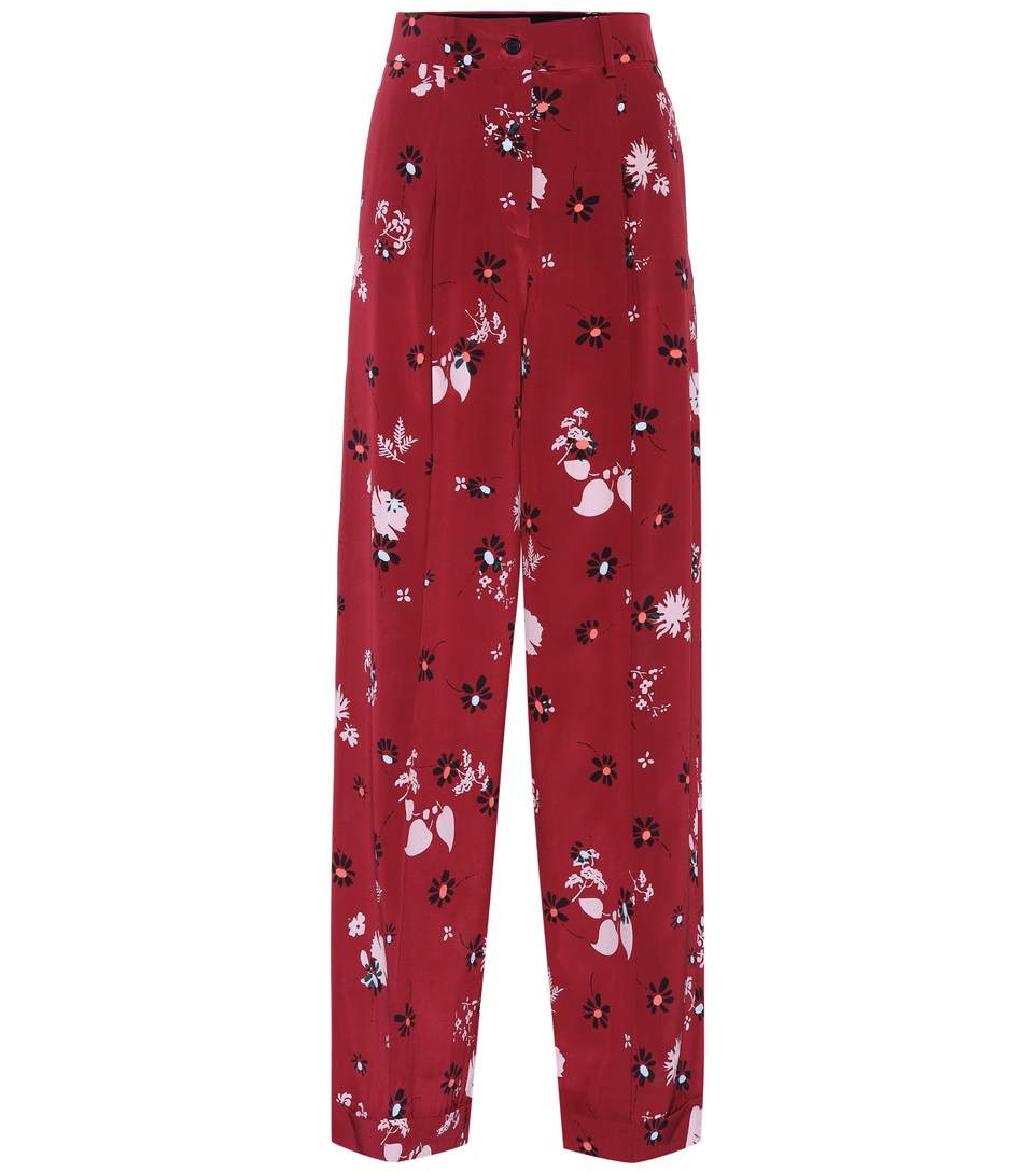 Valentino Printed Silk-crÊpe Trousers In Multicoloured | ModeSens