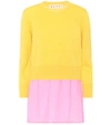 MARNI LAYERED WOOL, COTTON AND CASHMERE TOP,P00264031