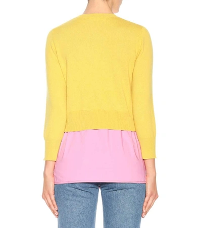 Shop Marni Layered Wool, Cotton And Cashmere Top In Yellow