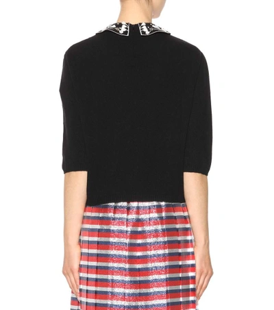Shop Valentino Embellished Wool And Cashmere Sweater In Llack