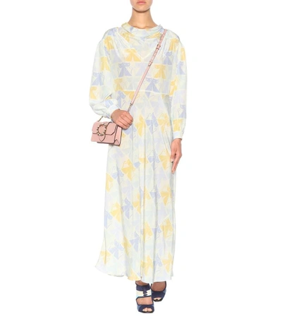 Shop Miu Miu Printed Silk Dress In Multicoloured