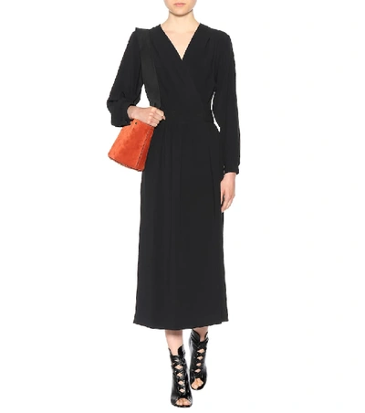 Shop Joseph Crêpe Wrap Dress In Black