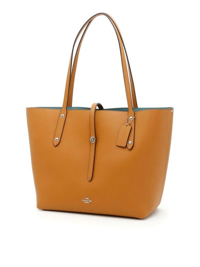 Coach Market Pebbled Leather Tote Bag In Caramel Cloud