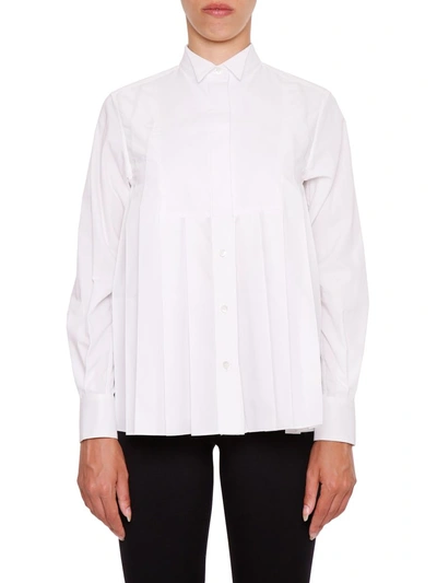 Shop Sacai Shirt With Plastron In White|bianco