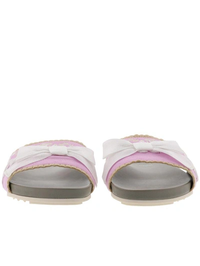 Shop Fendi Flat Sandals In Hortens Orseto+bianc