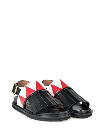 Shop Marni Fringed Bi-color Leather Fussbett In Multi