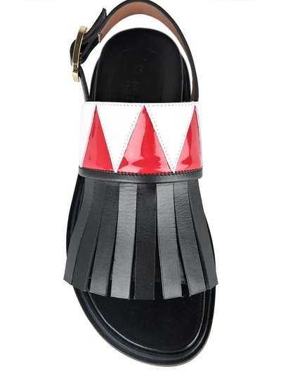 Shop Marni Fringed Bi-color Leather Fussbett In Multi