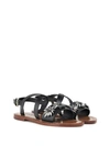 MARNI Marni Embellished Leather Flat Sandals,SAMSW49C0000N99