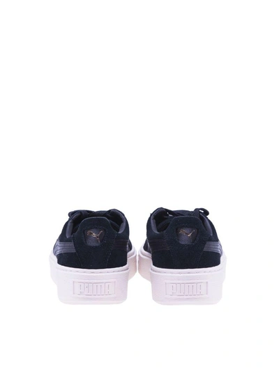 Shop Puma Platform Satin Sneakers In Black
