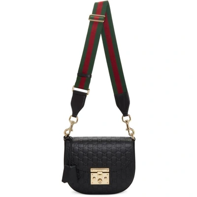 Shop Gucci Black Medium  Signature Padlock Bag In *1060 Black
