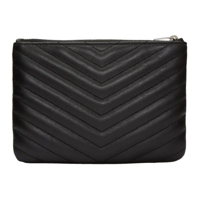 Shop Saint Laurent Black Quilted Monogram Bag Pouch